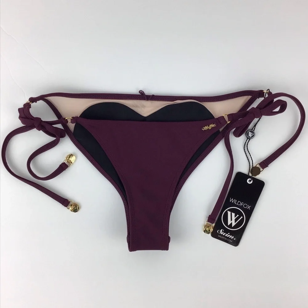 Wildfox Amora Purple Heart Tie Bikini Bottom l S